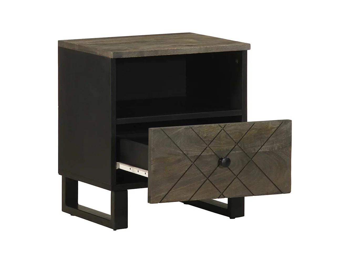 Mesitas de noche | Mesilla de noche 2 uds madera maciza de mango negro 40x33x46 cm