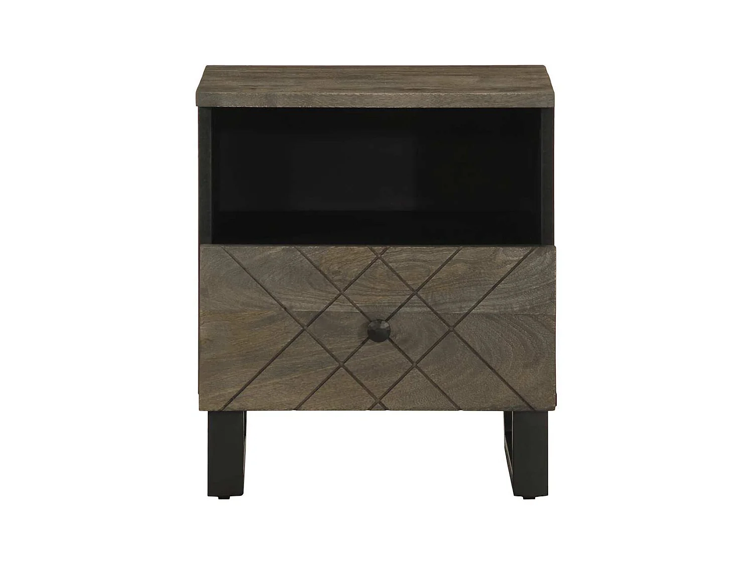 Mesitas de noche | Mesilla de noche 2 uds madera maciza de mango negro 40x33x46 cm