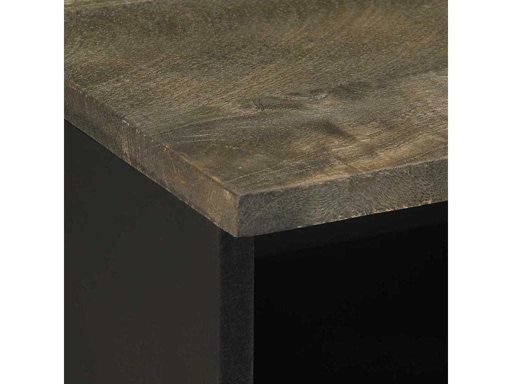 Nachttisch 2er Set-Beistelltisch-Nachttischkommode Schwarz 40x33x46 cm Massivholz Mango SHL74647