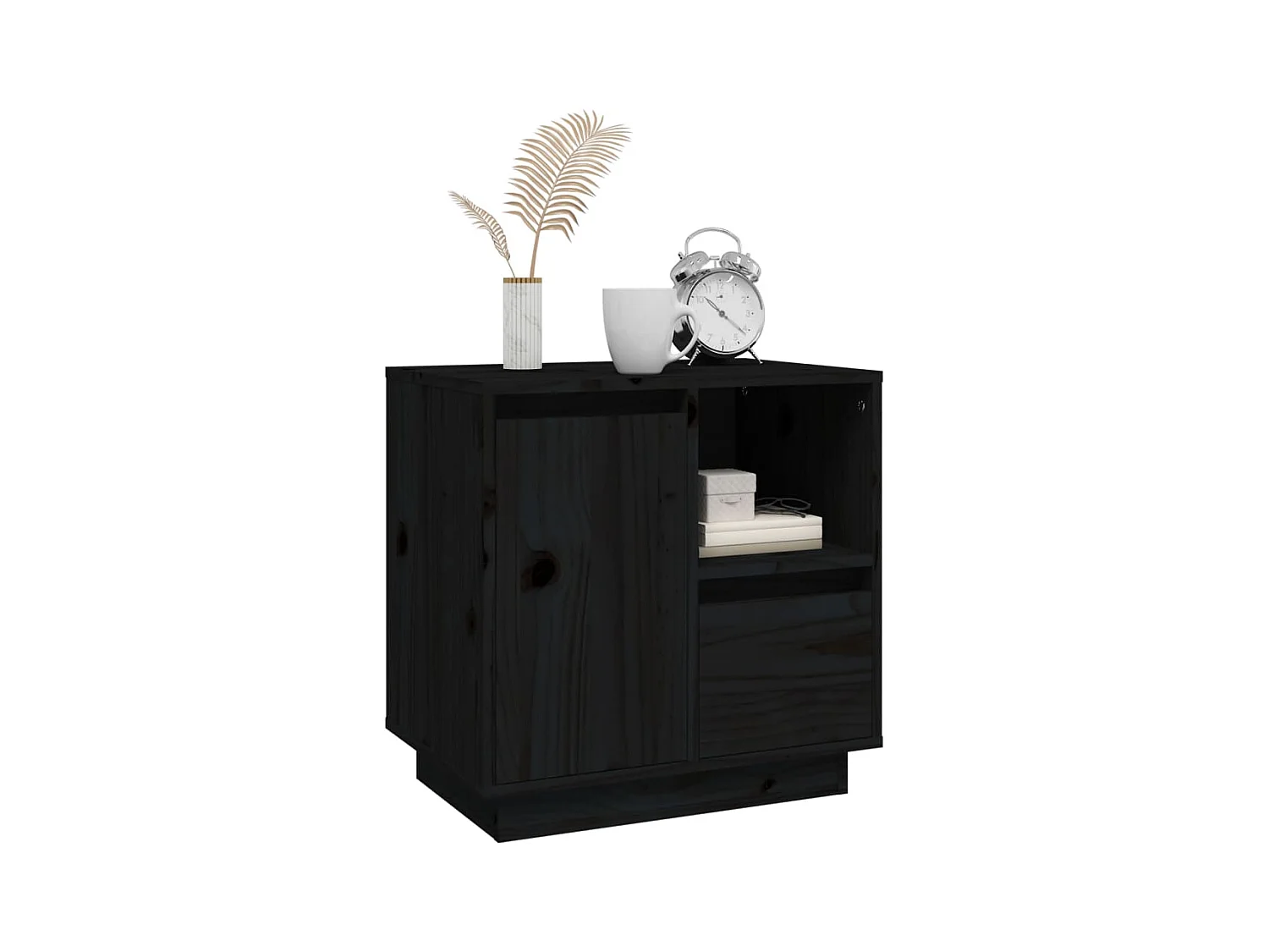 Mesitas de noche | Mesilla de noche 2 uds madera maciza de pino negro 50x34x50 cm