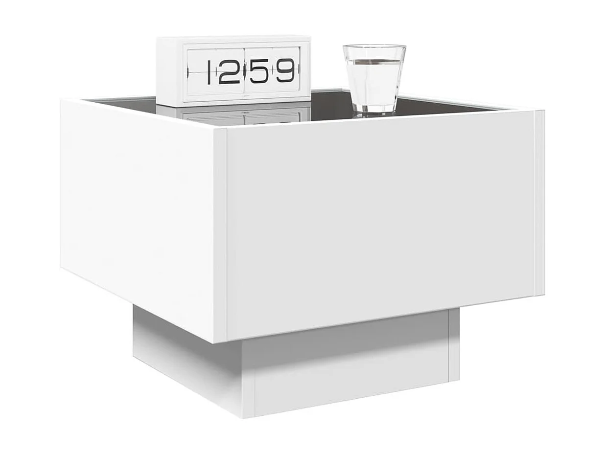 Nachttisch-Beistelltisch mit Infinity-LED Weiß 40x40x30 cm SHL9260