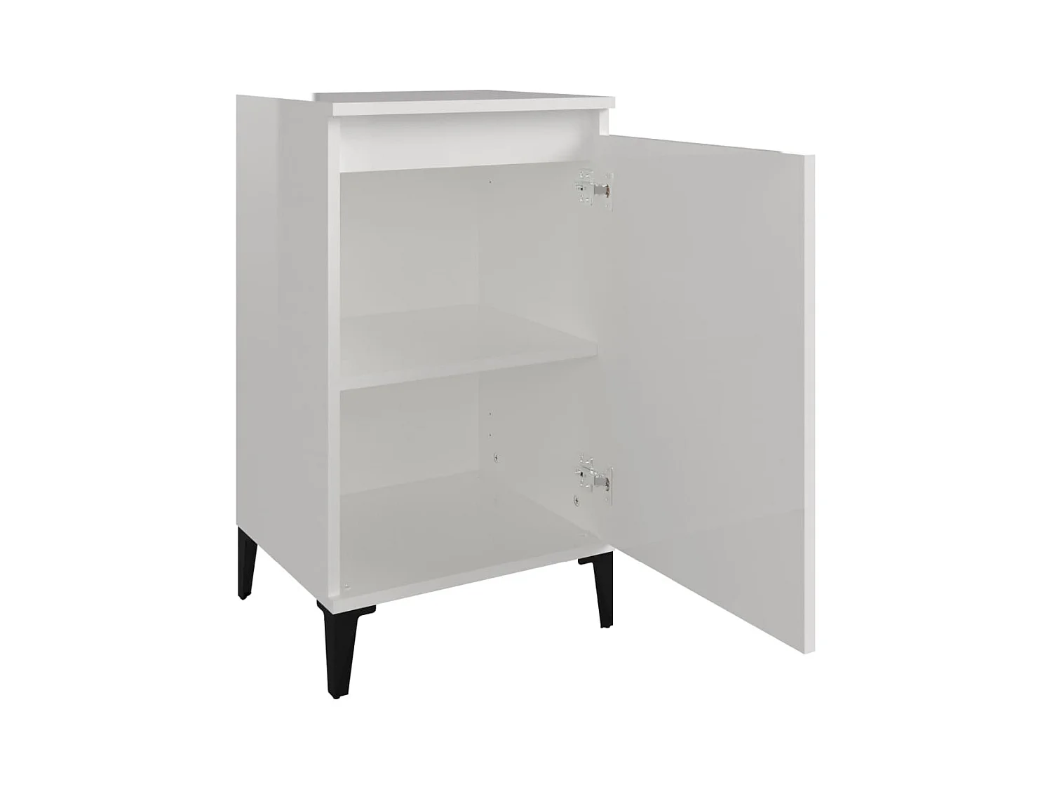 Mesita de noche | Mesilla de noche madera contrachapada blanco brillo 40x35x70 cm