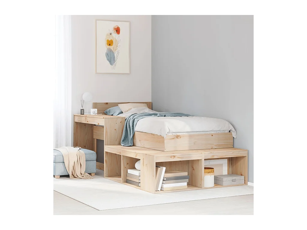 Mueble con escritorio madera maciza pino 222x107x75 cm