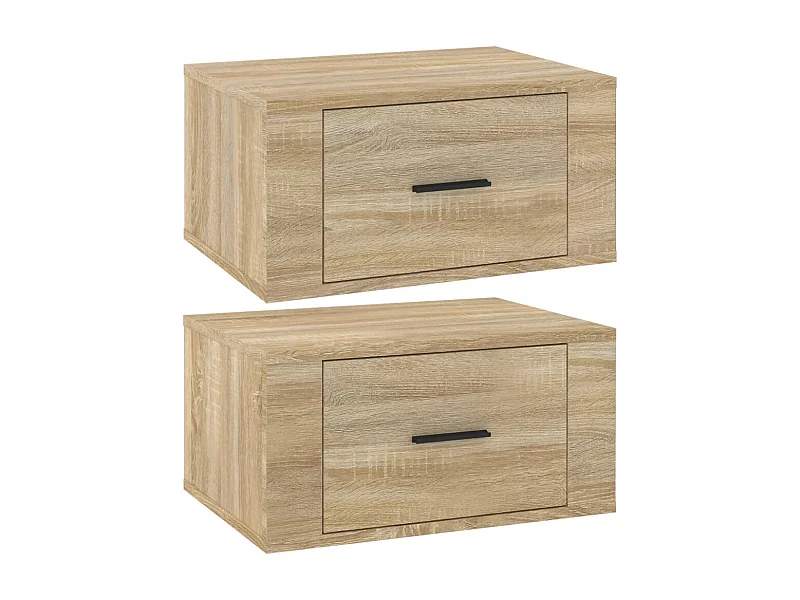 Mesitas de noche | Mesilla de noche de pared 2 uds color roble Sonoma 50x36x25 cm