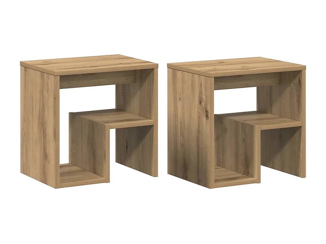Tables de chevet lot de 2 avec rangement chêne artisanal bois d'ingénierie