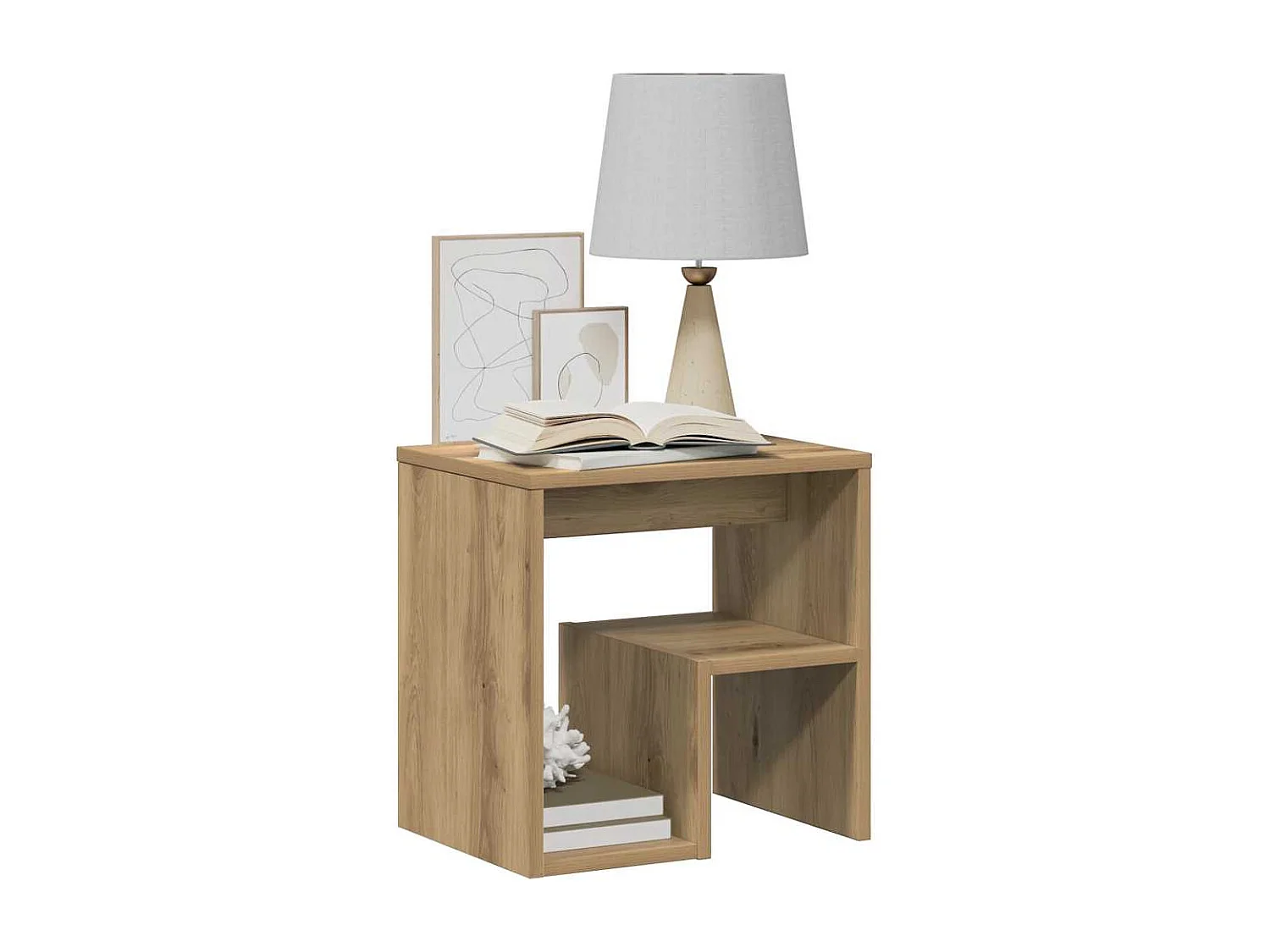 Tables de chevet lot de 2 avec rangement chêne artisanal bois d'ingénierie