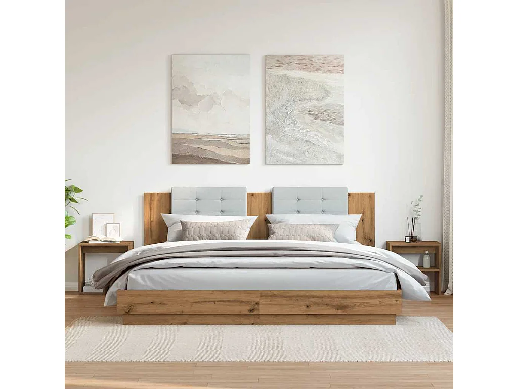 Tables de chevet lot de 2 avec rangement chêne artisanal bois d'ingénierie