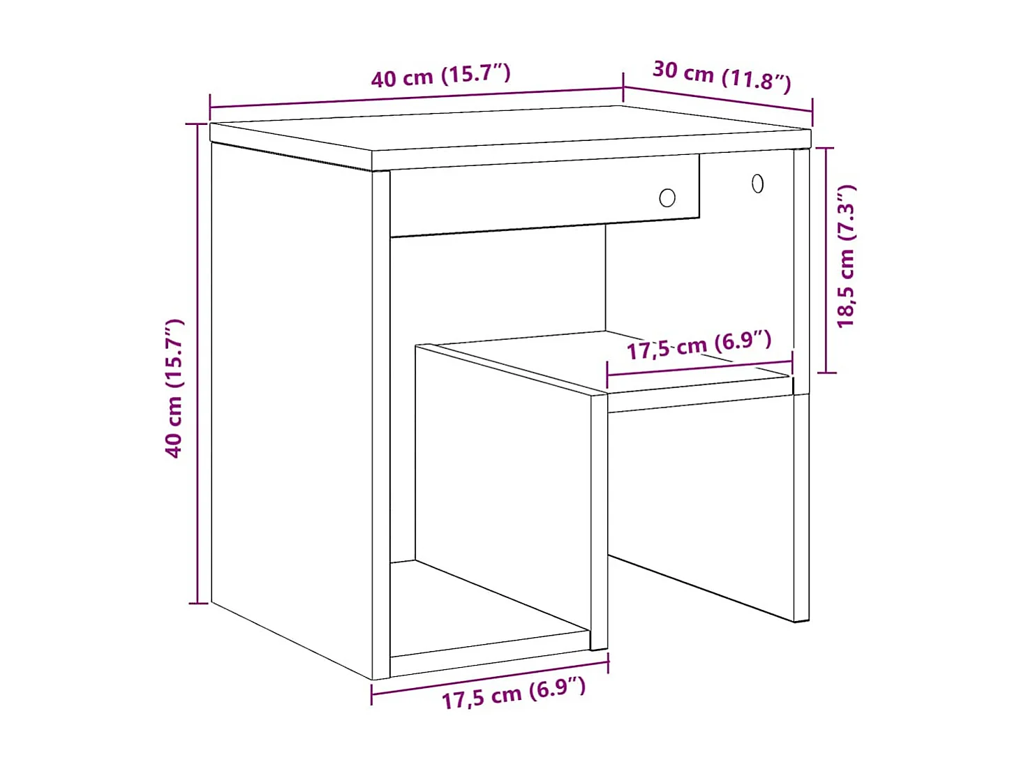 Tables de chevet lot de 2 avec rangement chêne artisanal bois d'ingénierie