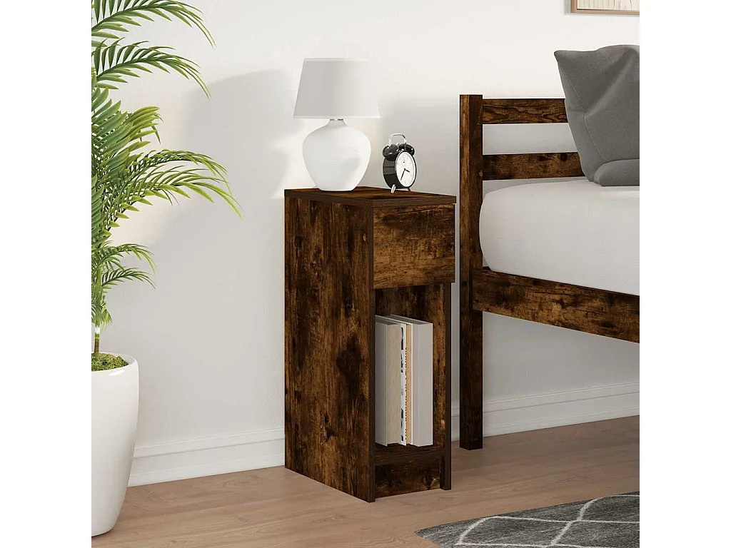 Nachttisch-Beistelltisch mit Schublade Räuchereiche 20x36x60 cm SHL18408