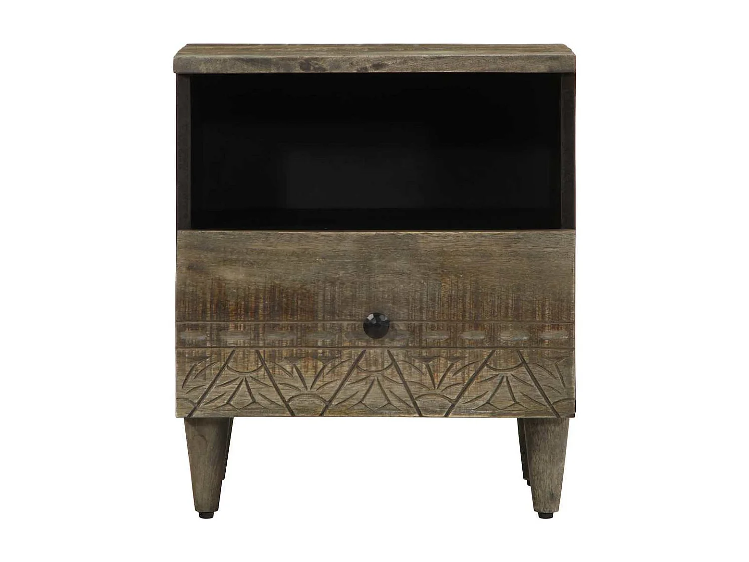 Nachttisch 2er Set-Beistelltisch Hellgrau 40x33x46 cm Massivholz Mango SHL8235