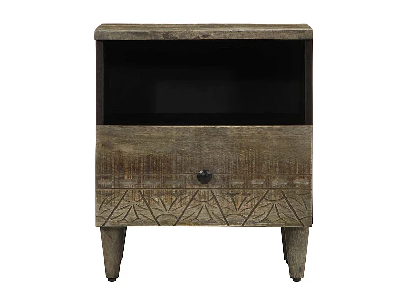 Nachttisch 2er Set-Beistelltisch Hellgrau 40x33x46 cm Massivholz Mango SHL8235