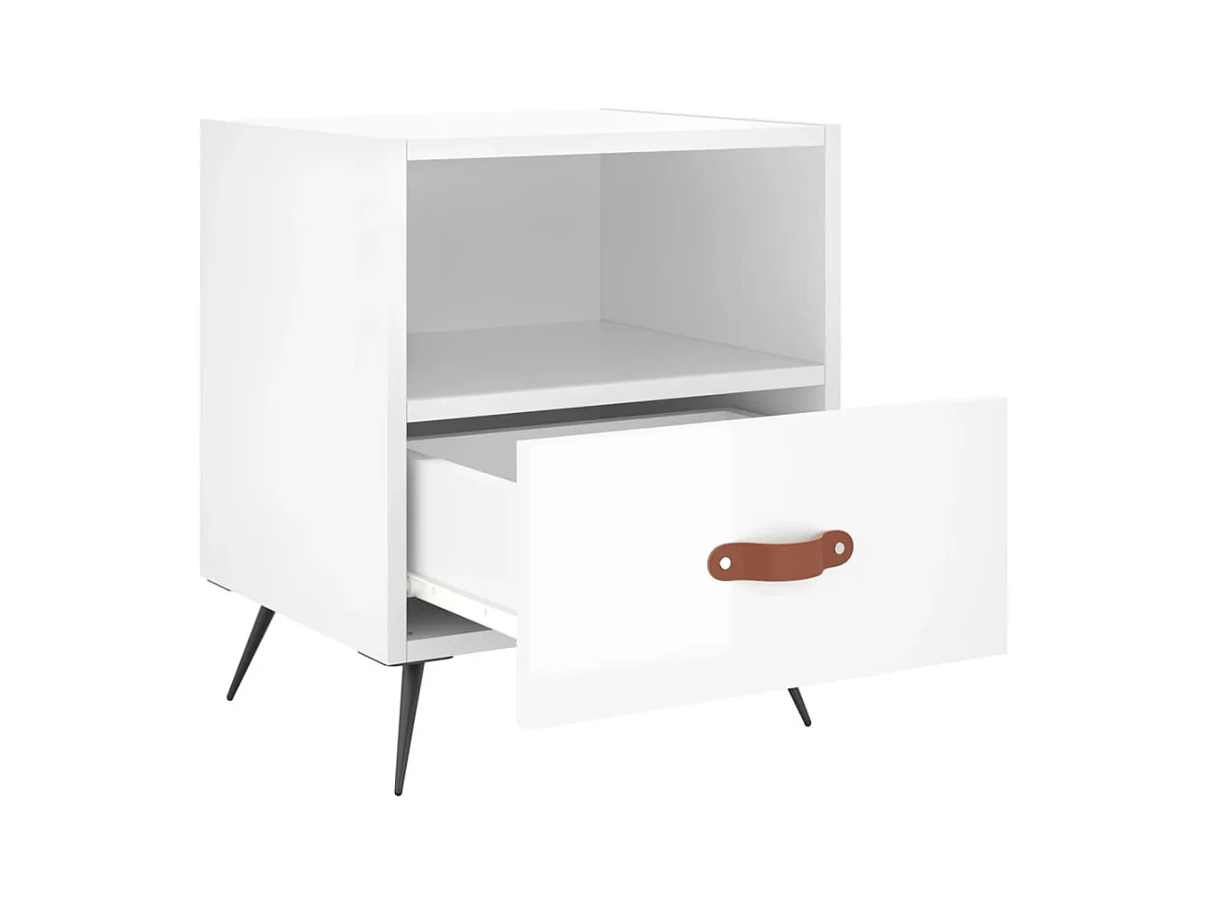 Mesita de noche | Mesilla de noche 2 uds madera ingeniería blanco brillo 40x35x47,5cm