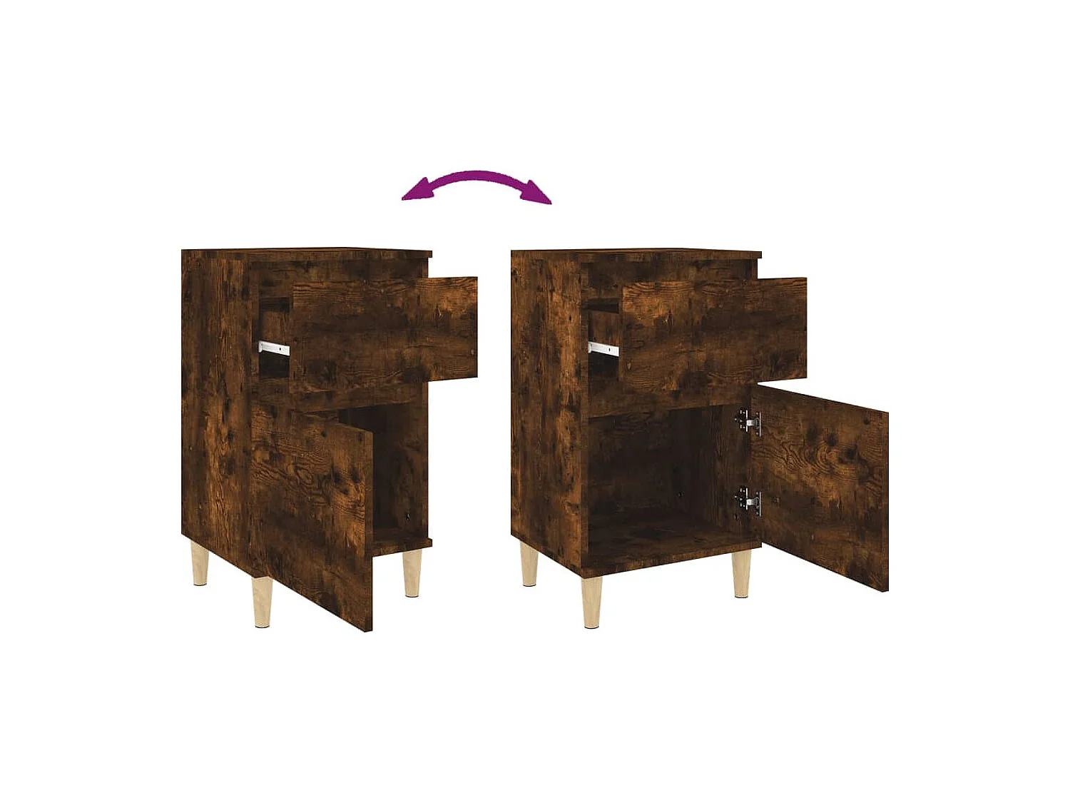 Nachttisch-Beistelltisch Räuchereiche 40x35x70 cm SHL59473