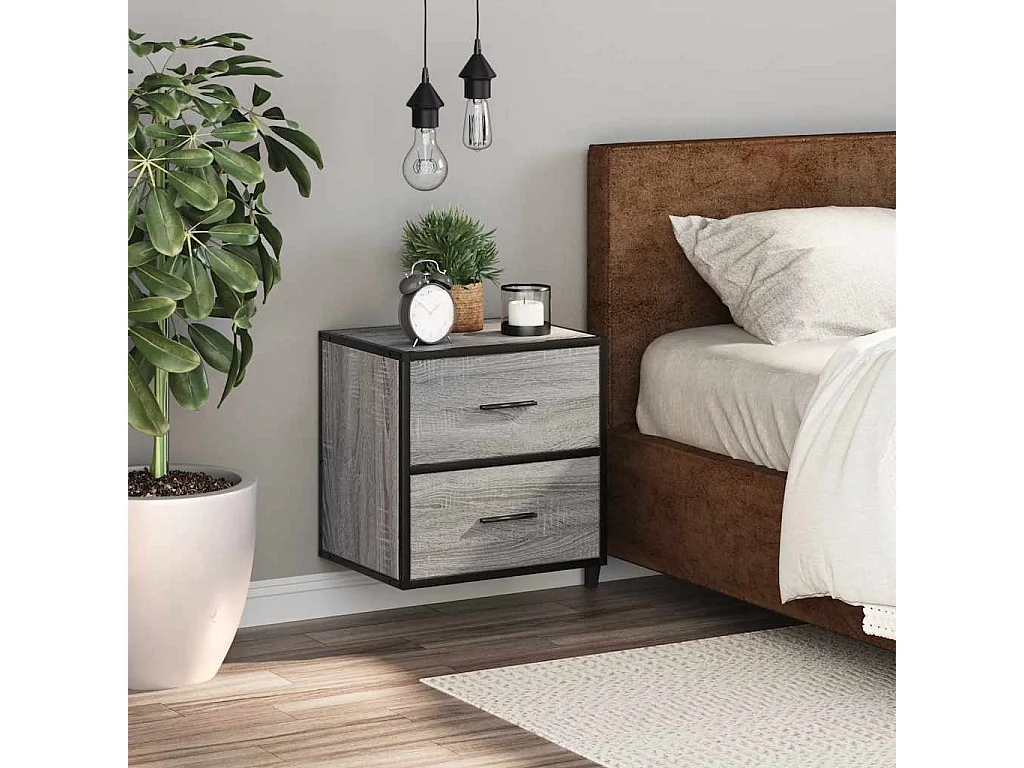 Table de chevet flottante sonoma gris 40x31x39,5 cm