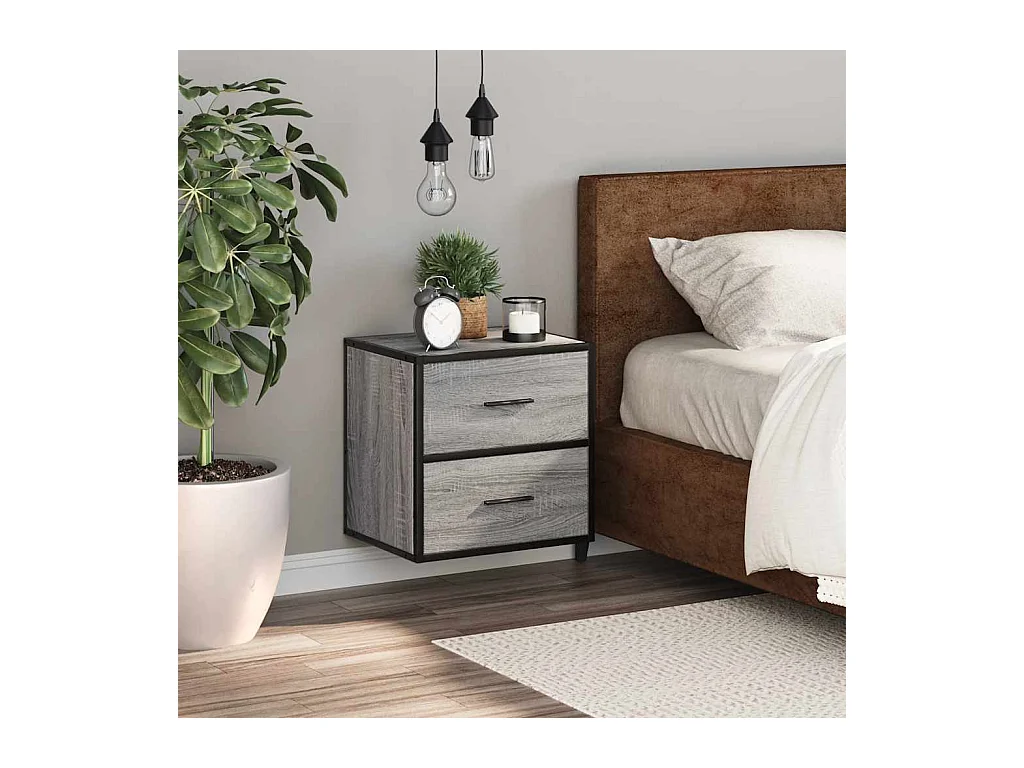 Mesita de noche | Mesilla de noche de pared gris sonoma 40x31x39,5 cm