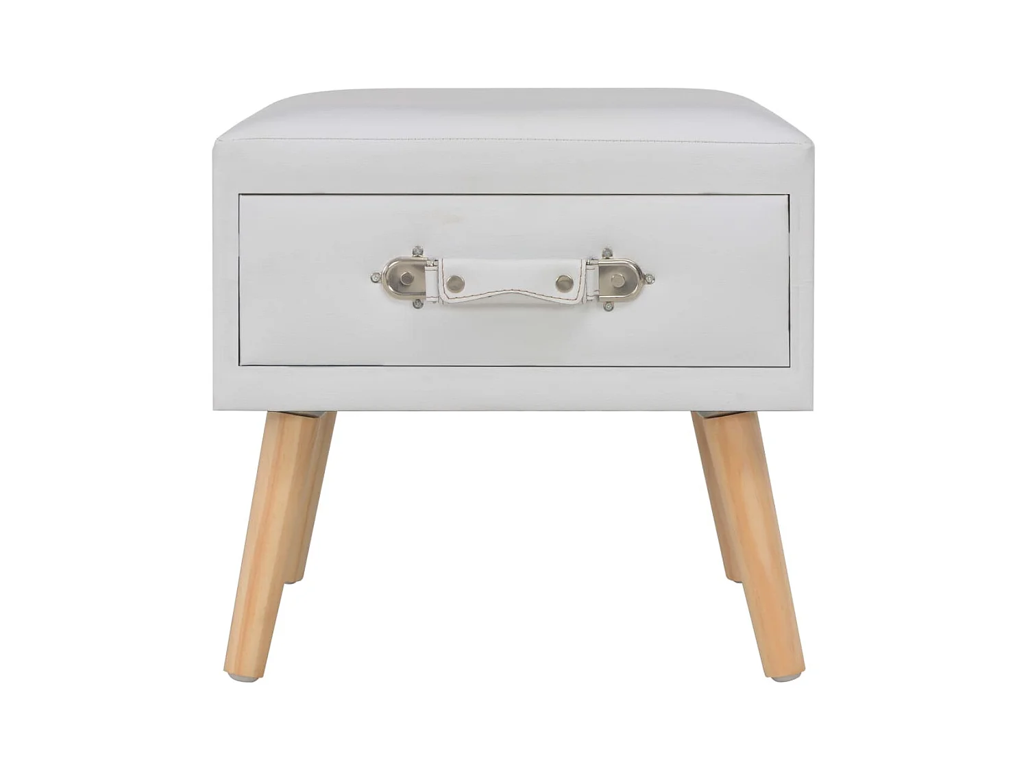 Mesita de noche | Mesilla de noche blanco 40x35x40 cm cuero sintético