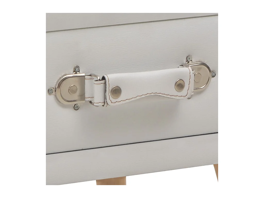 Mesita de noche | Mesilla de noche blanco 40x35x40 cm cuero sintético