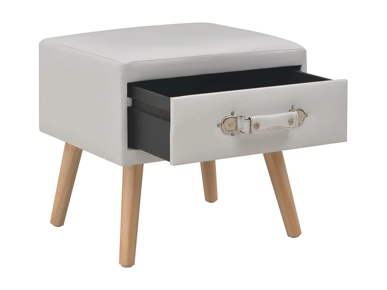 Nachttisch-Beistelltisch Weiß 40x35x40 Kunstleder SHL89356