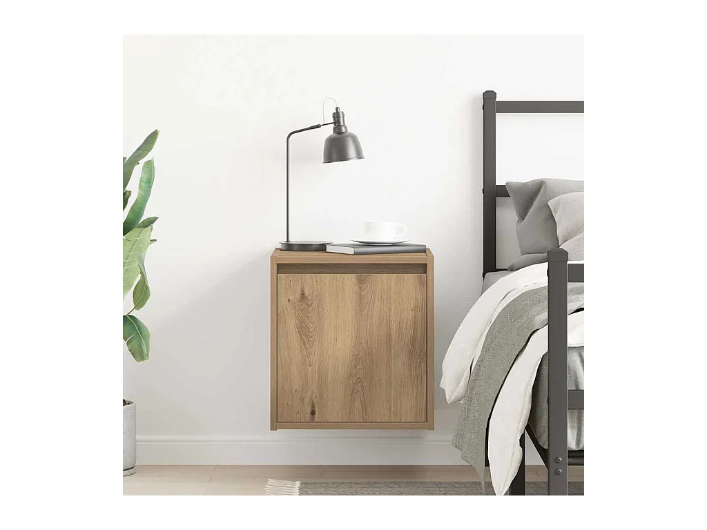Mesita de noche | Mesilla de noche de pared roble artisan 38x34x40 cm