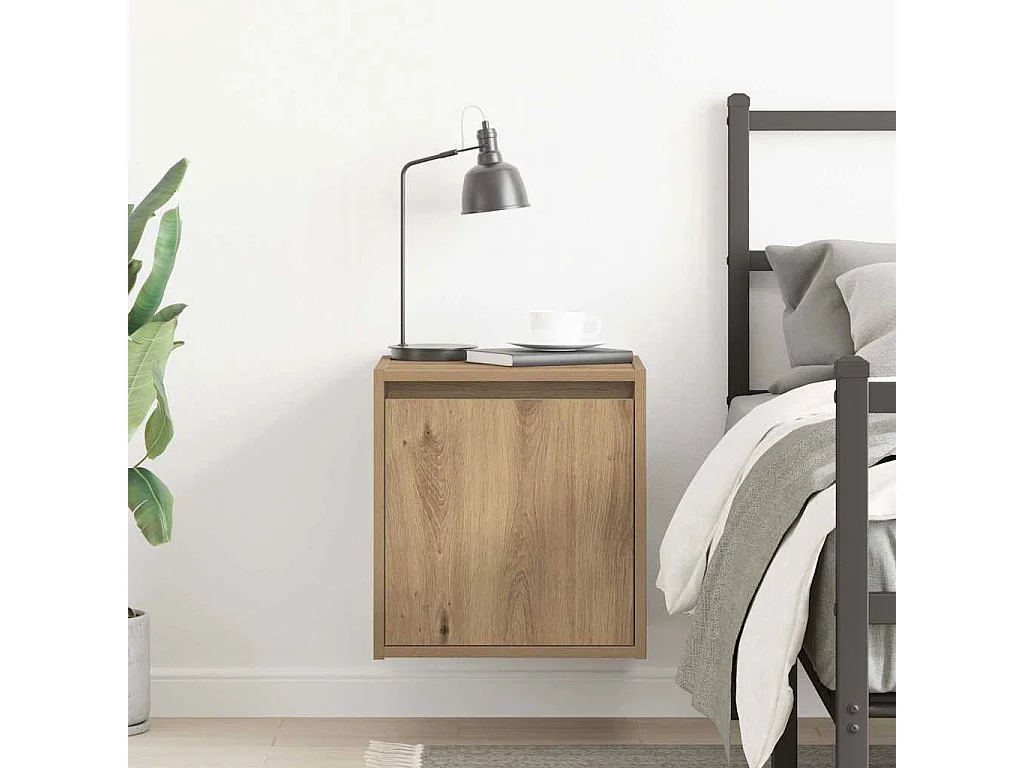 Nachttisch hängend | Wand-Nachttisch Artisan-Eiche 38x34x40 cm SHL93625