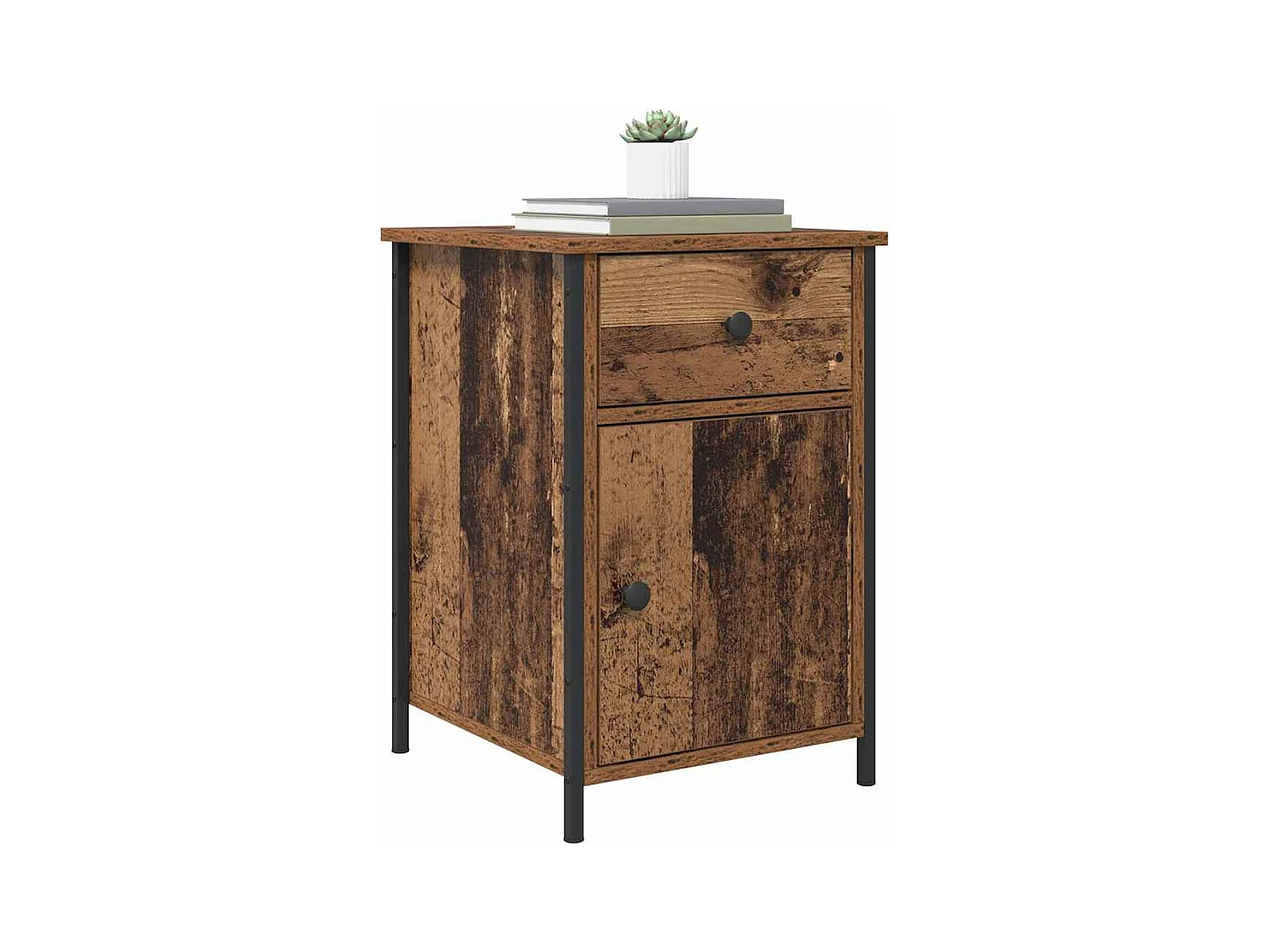 Mesita de Noche | Armario de Noche 2 uds con cajón Madera vieja 40x42x60 cm