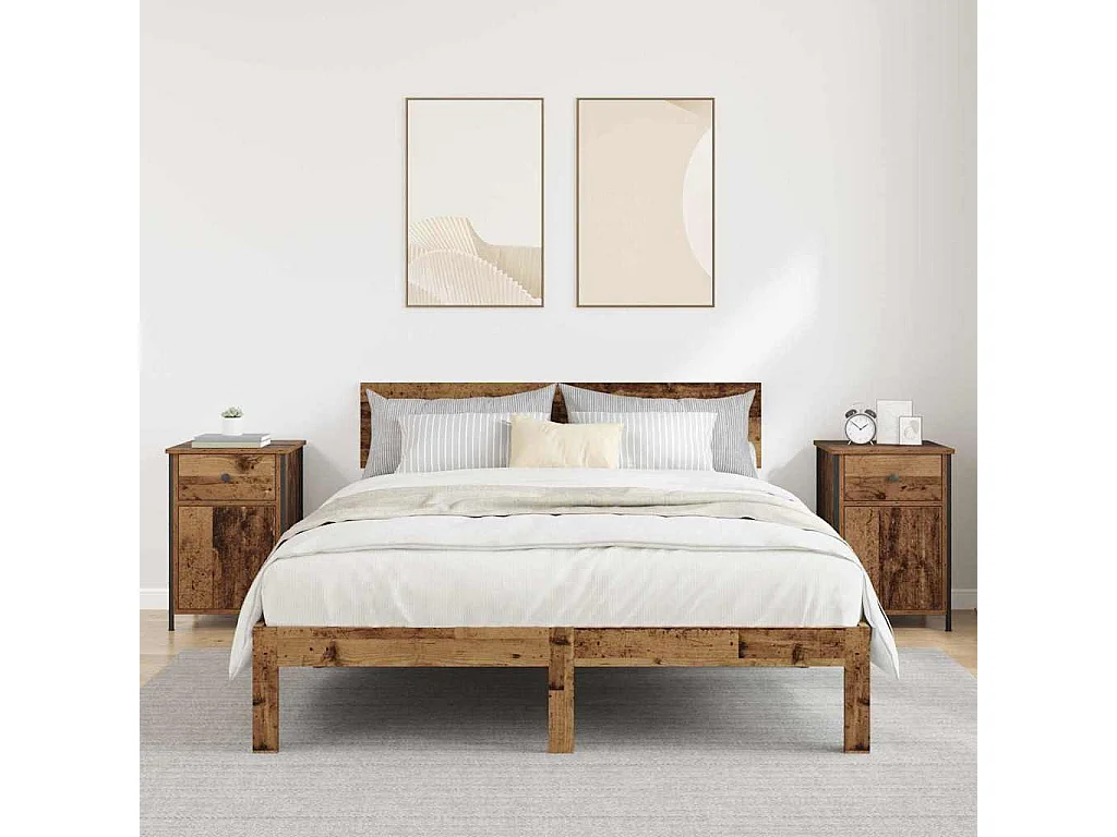 Mesita de Noche | Armario de Noche 2 uds con cajón Madera vieja 40x42x60 cm