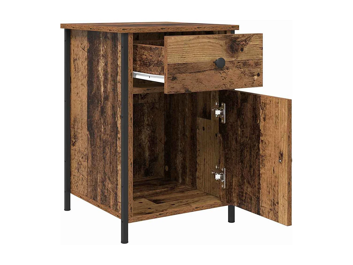 Mesita de Noche | Armario de Noche 2 uds con cajón Madera vieja 40x42x60 cm