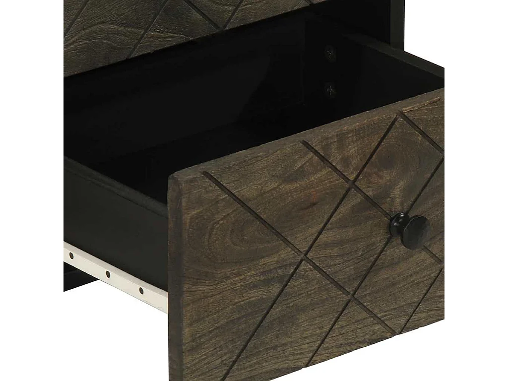 Mesita de noche | Mesilla de noche de madera maciza de mango negra 40x33x46 cm