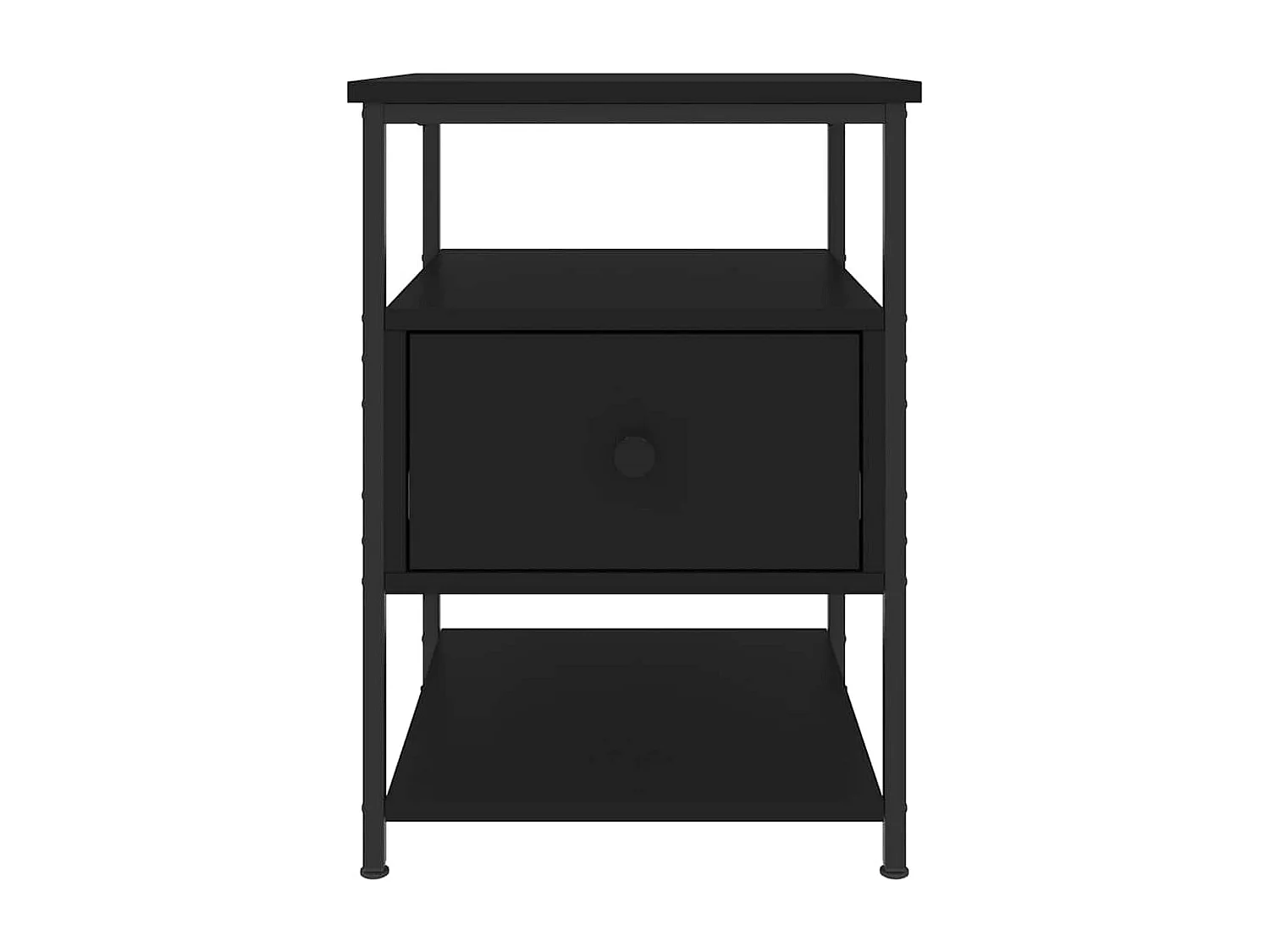 Nachttisch 2er Set-Beistelltisch-Nachttischkommode Schwarz 40x42x56 cm Holzwerkstoff SHL833