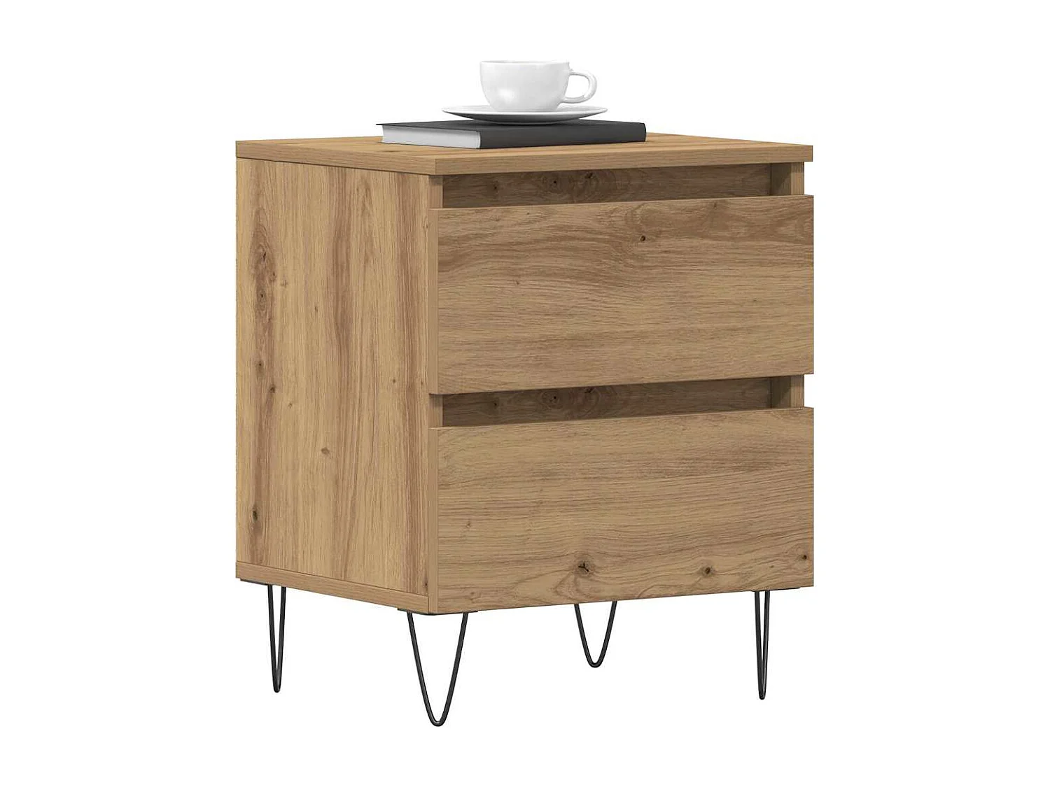 Lot de 2 Tables de chevet chêne artisanal 40x35x50 cm