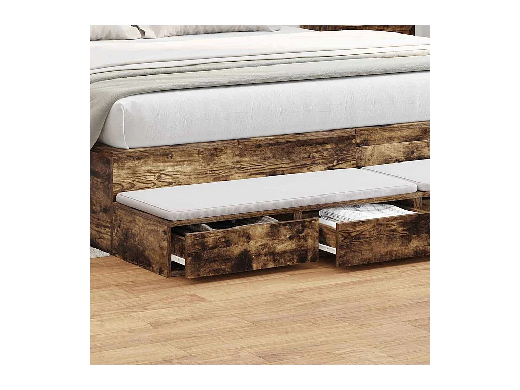 Tiroirs de lit avec tiroir Chêne fumé 200x36.5x16.5 cm