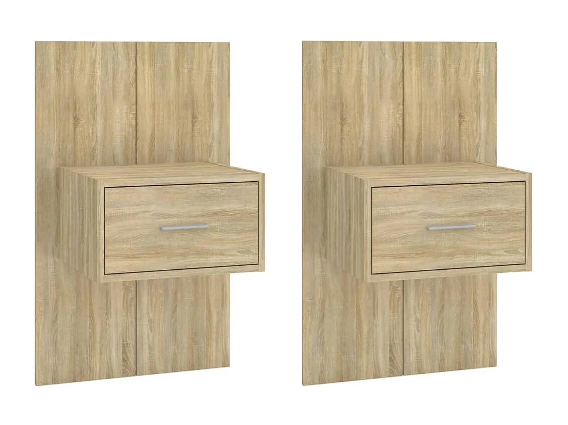 Nachttisch hängend 2er Set | Wand-Nachttische Sonoma-Eiche SHL79302