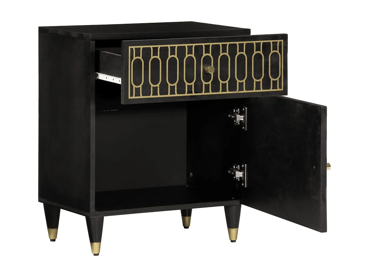 Mesita de noche | Mesilla de noche madera maciza de mango 50x33x60 cm