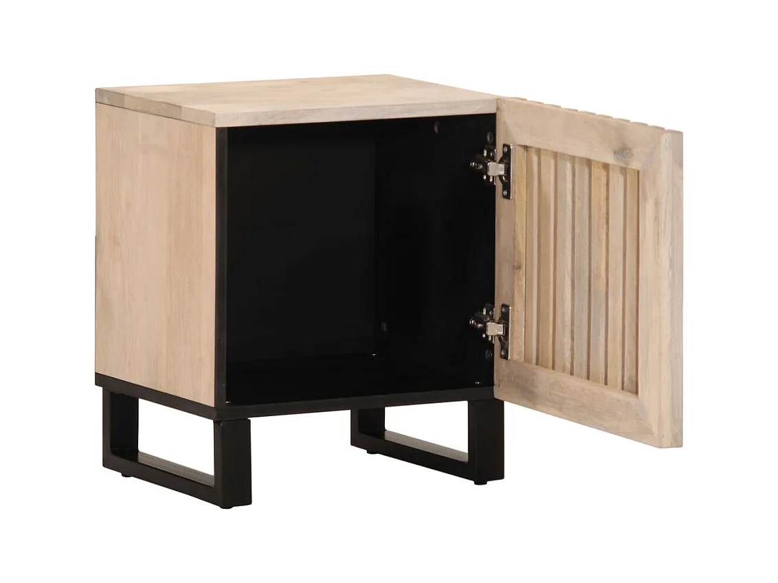 Mesitas de noche | Mesilla de noche 2 uds madera de mango blanqueado 40x34x46 cm