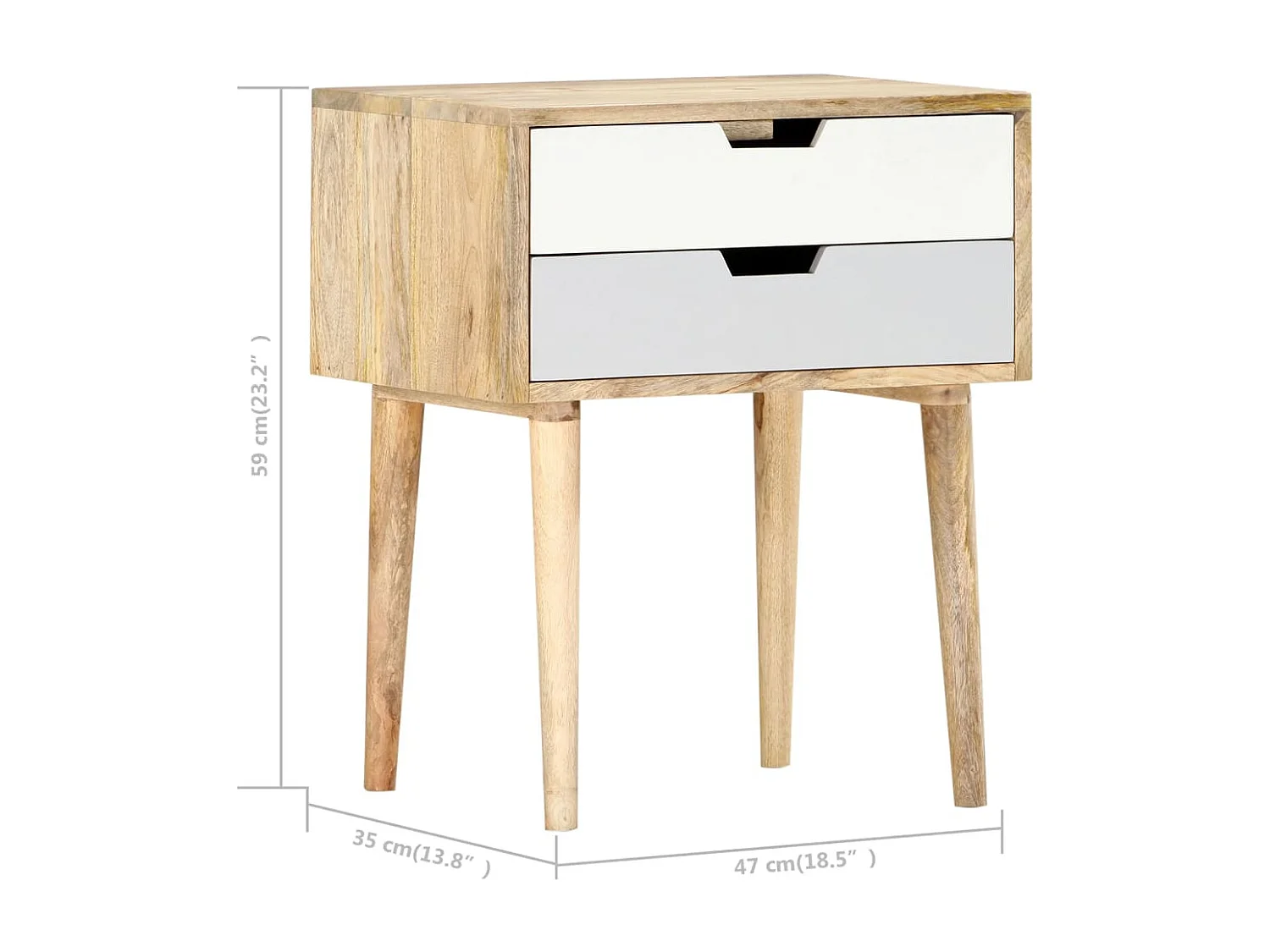 Mesita de noche | Mesilla de noche de madera maciza de mango 47x35x59 cm