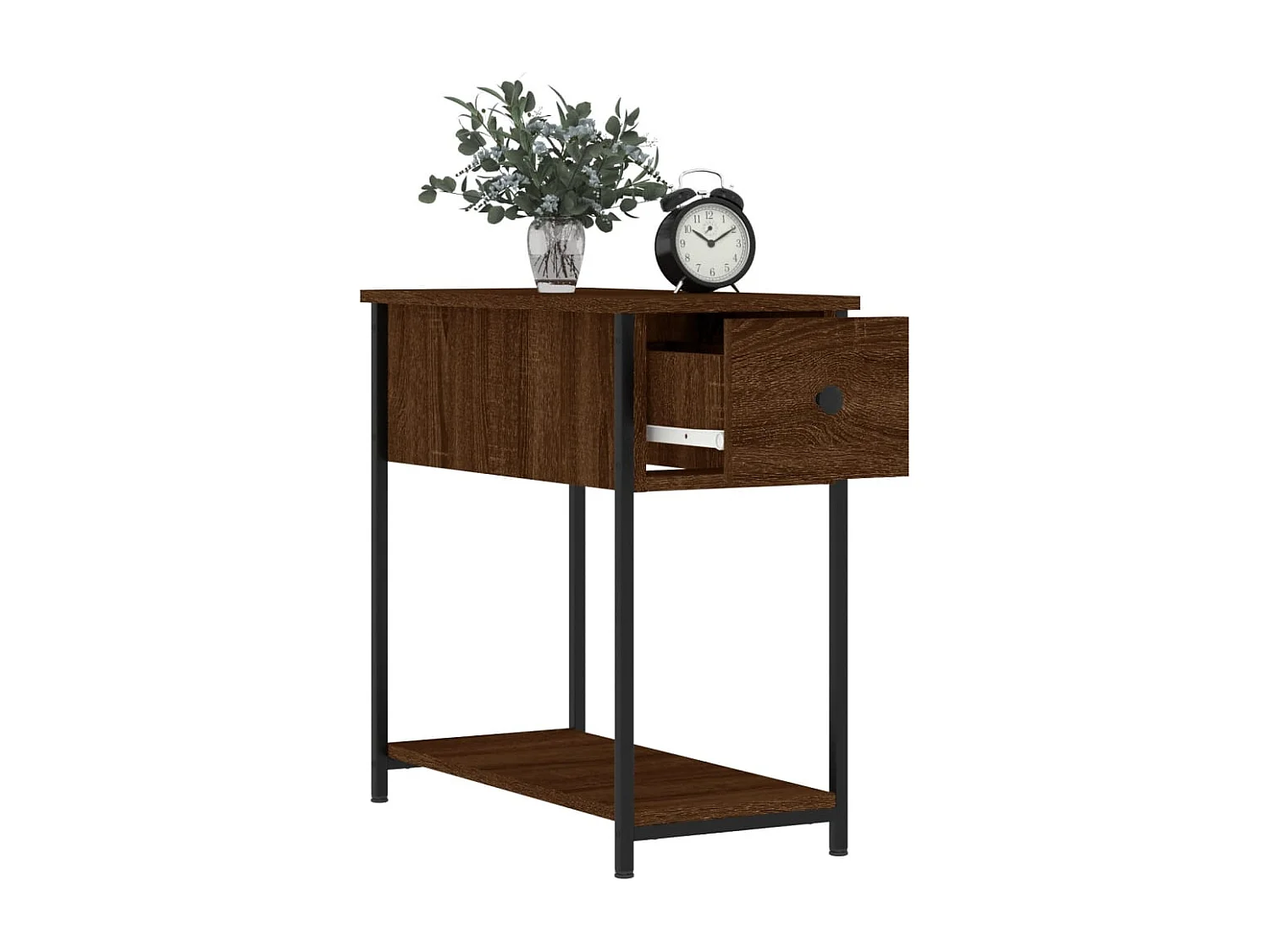 Nachttisch 2er Set-Beistelltisch-Nachttischkommode Braun Eichen-Optik 30x60x60 cm Holzwerkstoff SHL85148