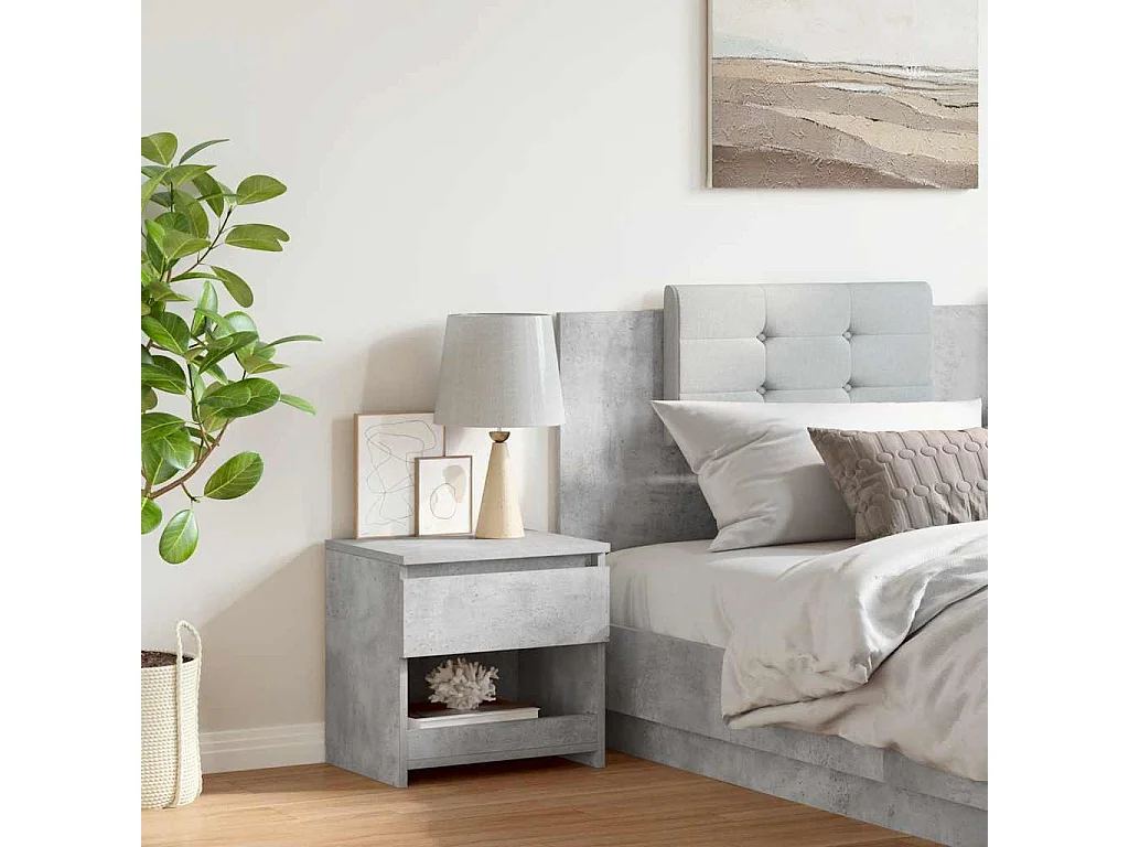 Nachttisch-Beistelltisch Betongrau 40x30x39 cm Holzwerkstoff SHL81926