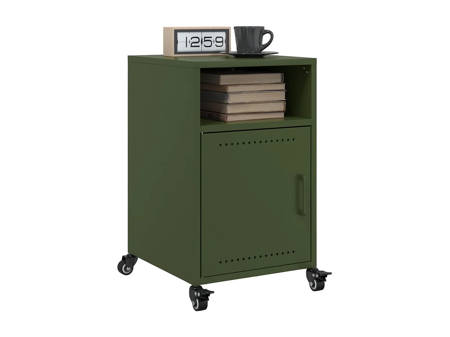 Nachttisch-Beistelltisch-Nachtschrank Olivgrün 36x39x59 cm Stahl SHL97387