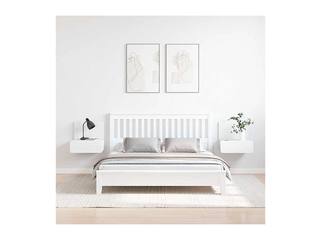 Mesa de Noche | Mesa auxiliar con cajón 2 uds. Blanco 44x32.5x40 cm