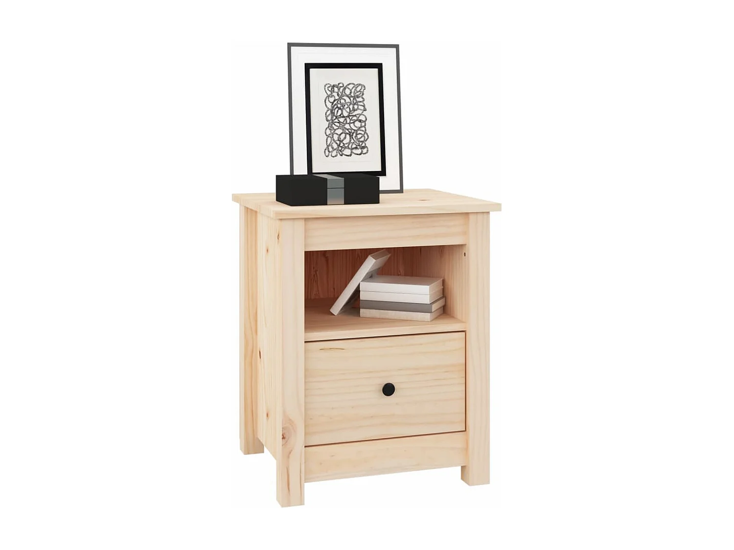 Nachttisch 2er Set-Beistelltisch-Nachttischkommode 40x35x49 cm Massivholz Kiefer SHL74150