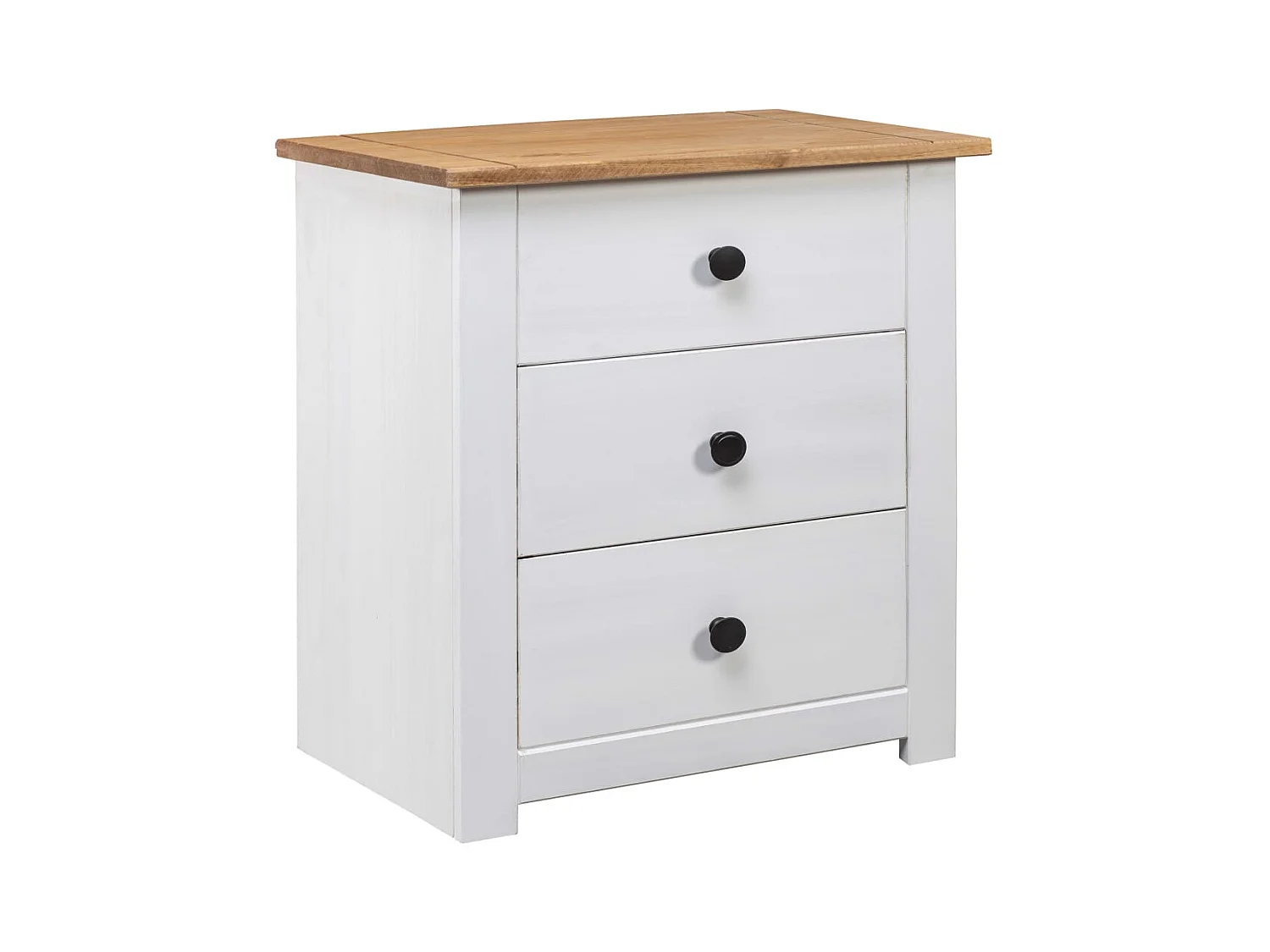 Mesita de noche | Mesilla de noche madera maciza pino Panamá blanco 46x40x57 cm