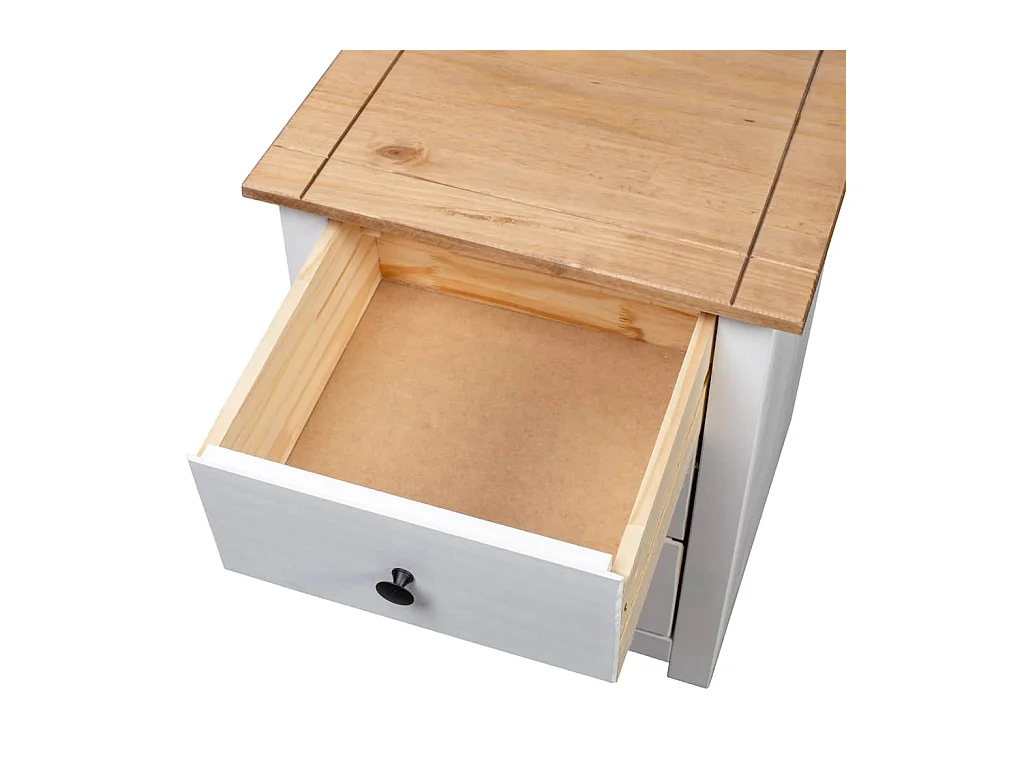 Mesita de noche | Mesilla de noche madera maciza pino Panamá blanco 46x40x57 cm