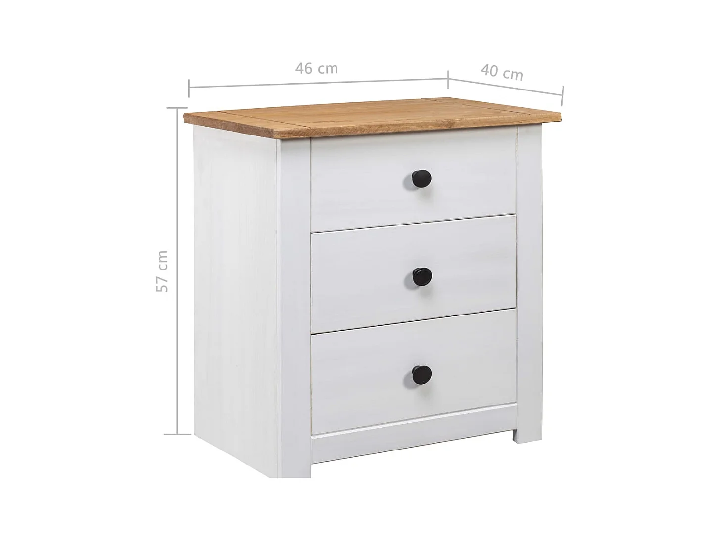 Mesita de noche | Mesilla de noche madera maciza pino Panamá blanco 46x40x57 cm