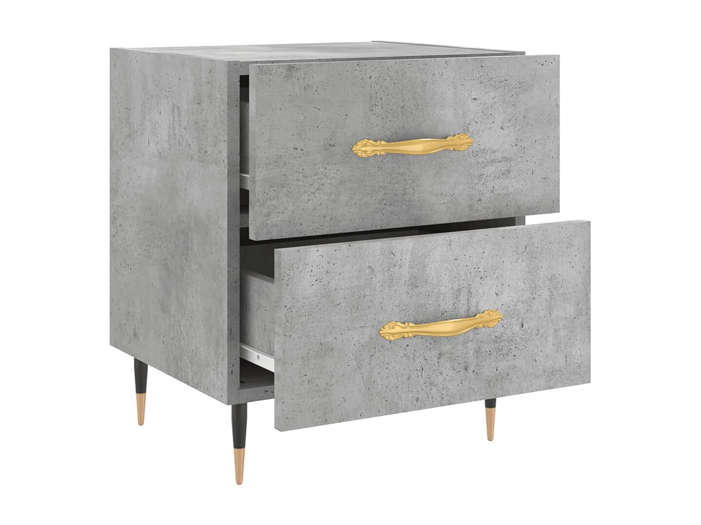 Nachttisch 2er Set-Beistelltisch-Nachttischkommode Betongrau 40x35x47,5 cm Holzwerkstoff SHL61702
