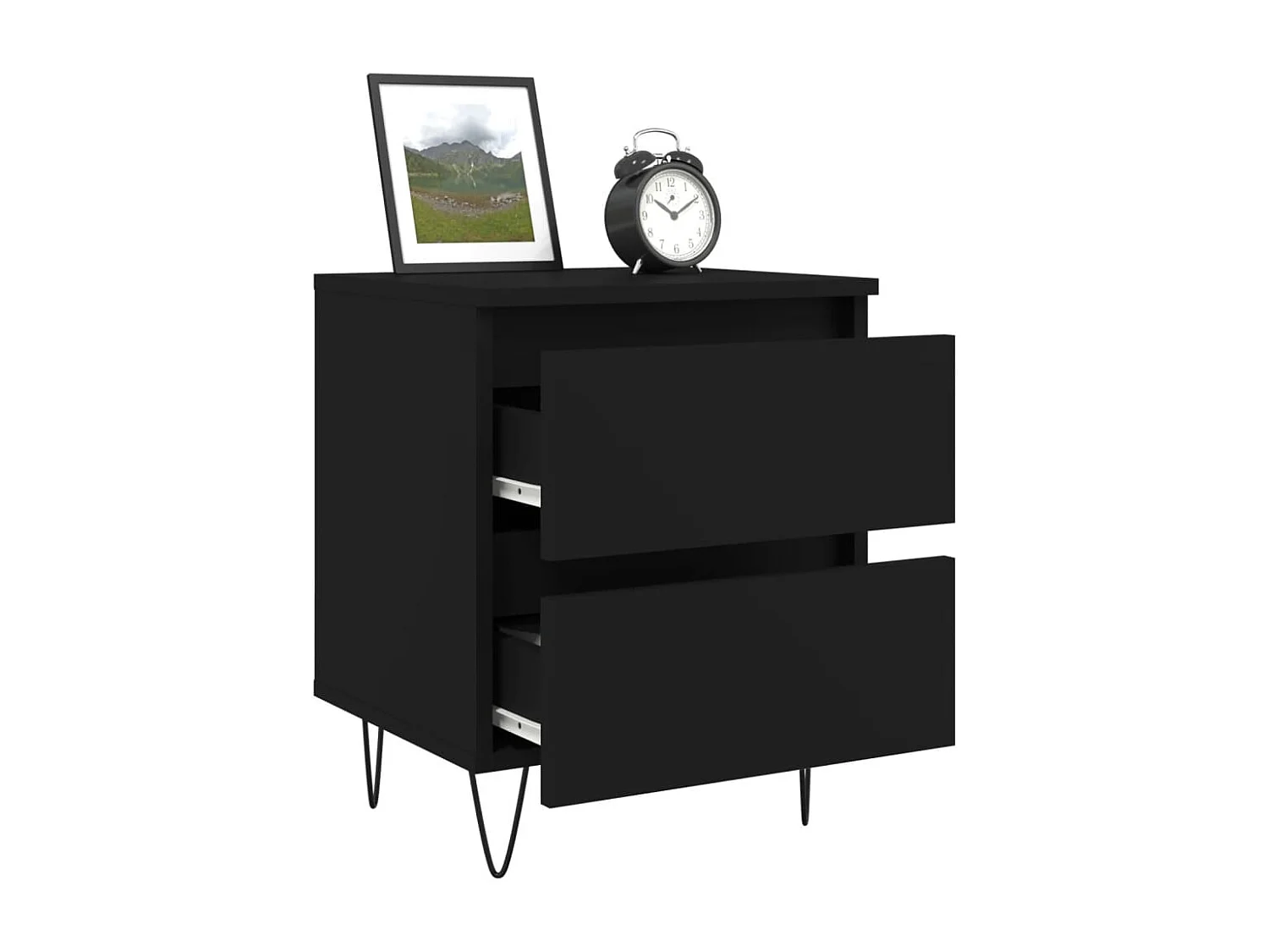 Table de chevet-Table de nuit pour Chambre Noir 40x35x50 cm Bois d’ingénierie