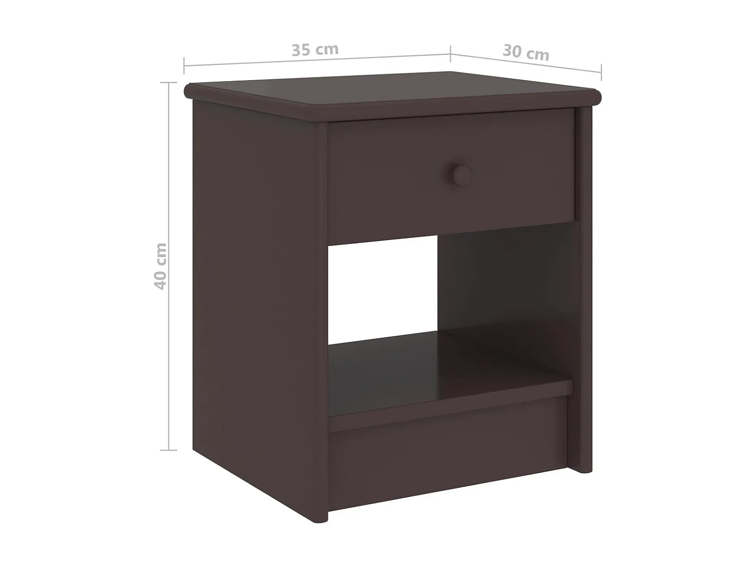 Mesitas de noche | Mesilla de noche madera maciza de pino marrón oscuro 35x30x40cm