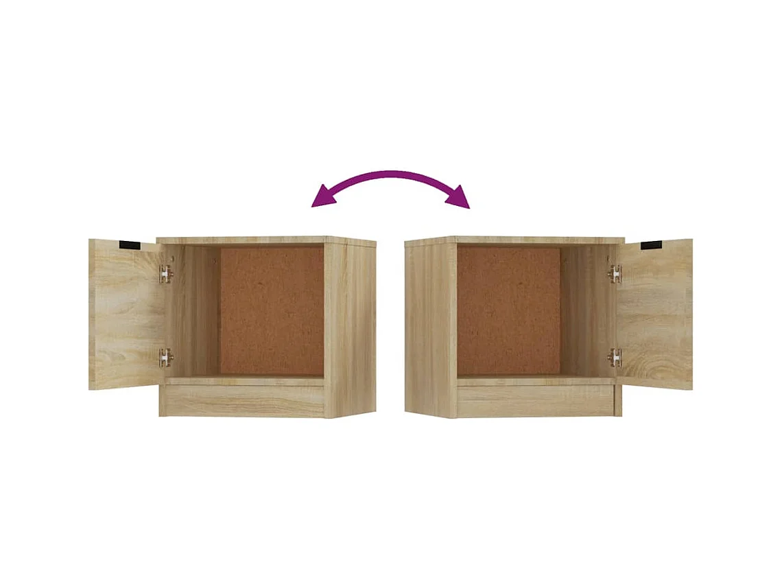 Mesitas de noche | Mesilla de noche 2 unidades color roble Sonoma 40x39x40 cm