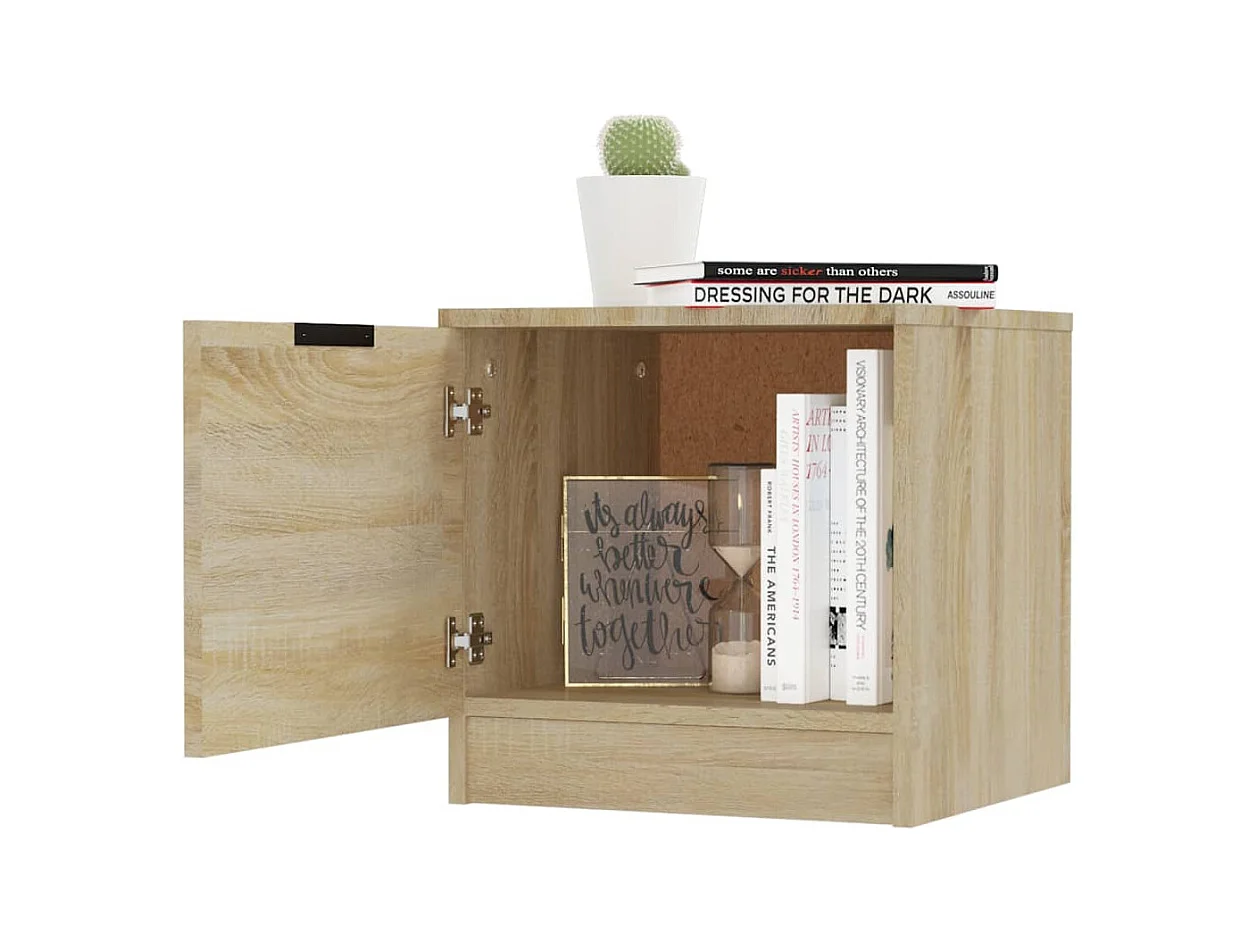 Mesitas de noche | Mesilla de noche 2 unidades color roble Sonoma 40x39x40 cm