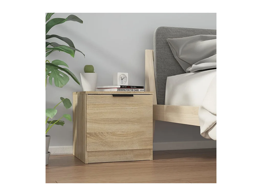Mesitas de noche | Mesilla de noche 2 unidades color roble Sonoma 40x39x40 cm