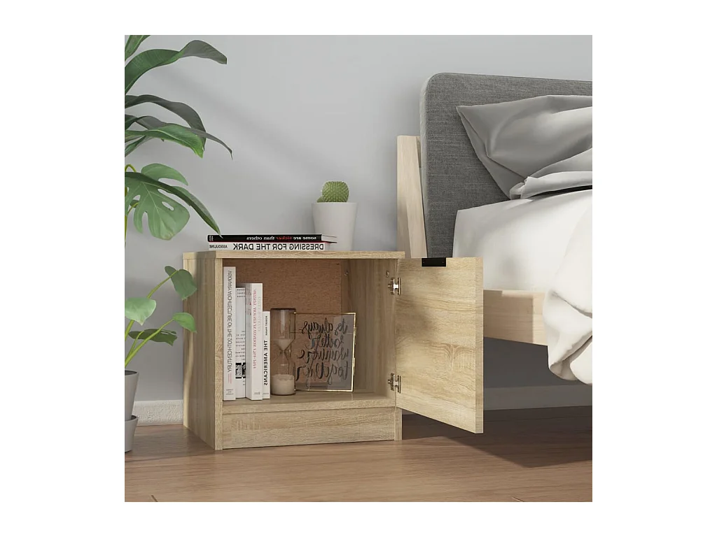 Mesitas de noche | Mesilla de noche 2 unidades color roble Sonoma 40x39x40 cm